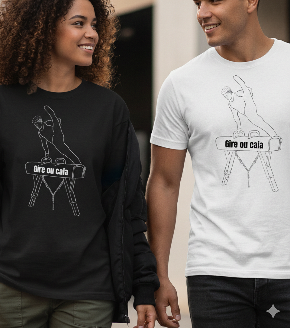 Cole&ccedil;&atilde;o Gin&aacute;sticas &mdash; casal vestindo camisetas de gin&aacute;stica